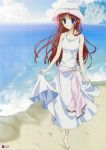  beach blue_eyes da_capo dress hat long_hair red_hair redhead shirakawa_kotori sundress 