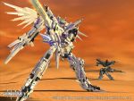   busou_shinki cyan_eyes aqua_hair desert diorama_studio strarf sword  