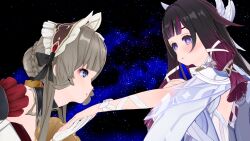  3d absurdres columbina_(genshin_impact) death dreaming genshin_impact highres kiss koikatsu_(medium) sandrone_(genshin_impact) star_(sky) tagme 