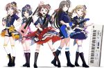  5girls bang_dream! bass_guitar black_hair blonde_hair blue_eyes boots brown_eyes brown_hair drumsticks electric_guitar guitar hanazono_tae highres ichigaya_arisa instrument keyboard_(instrument) long_hair multiple_girls short_hair thigh-highs thigh_boots toyama_kasumi twintails ushigome_rimi violet_eyes yamabuki_saaya yellow_eyes 