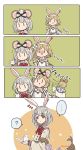  ... 2girls ? animal_ears blonde_hair bow djeeta_(granblue_fantasy) flower granblue_fantasy hair_flower hair_ornament hana_pur24 highres mouse_ears multiple_girls rabbit_ears sage_(granblue_fantasy) symbol_commentary twitter_username vikala_(granblue_fantasy) white_hair wide_sleeves 