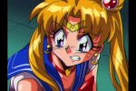  1990s_(style) 1girl araizumi_rui_(style) bishoujo_senshi_sailor_moon blonde_hair blue_eyes clenched_teeth derivative_work film_grain oldschool parody potiri02 sailor_moon sailor_moon_redraw_challenge sailor_senshi_uniform screencap_redraw solo style_parody teeth tsukino_usagi 