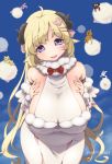  1girl :d animal_ears bangs bare_shoulders blonde_hair breasts deto elbow_gloves eyebrows_visible_through_hair gloves hair_ornament hairclip highres hololive horns large_breasts long_hair looking_at_viewer open_mouth sheep_ears sheep_horns smile solo tsunomaki_watame violet_eyes virtual_youtuber 