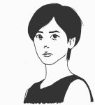  1girl actress closed_mouth cotoh_tsumi expressionless greyscale looking_at_viewer monochrome original portrait real_life shirt short_hair simple_background sleeveless sleeveless_shirt yamazaki_hirona 