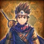  1boy absurdres anbe_yoshirou belt black_hair cape circlet commentary dragon_quest dragon_quest_iii highres looking_at_viewer male_focus map map_background roto solo spiky_hair sword upper_body weapon 