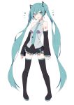  1girl :d aqua_eyes aqua_hair aqua_nails aqua_neckwear bangs black_footwear black_skirt black_sleeves blush boots breasts collared_shirt derivative_work detached_sleeves eyebrows_visible_through_hair full_body giryu grey_shirt hatsune_miku headset legs_apart long_hair long_sleeves looking_at_viewer miniskirt nail_polish necktie number_tattoo open_mouth pigeon-toed shirt shoulder_tattoo skirt sleeves_past_wrists small_breasts smile solo standing tattoo thigh-highs thigh_boots twintails very_long_hair vocaloid vocaloid_boxart_pose wing_collar zettai_ryouiki 