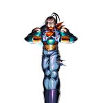  android_17 bandana bare_shoulders belt black_hair blue_eyes boots denim dragon_ball dragon_ball_gt dragon_ball_legends evil_grin evil_smile gloves grin hair_slicked_back hell_fighter_17 highres jeans long_hair long_sleeves looking_at_viewer neckerchief official_art orb pants pose red_ribbon red_ribbon_army ribbon smile super_android_17 third-party_edit torn_clothes transparent_background vest 