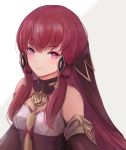  1girl alternate_hair_color closed_mouth fire_emblem fire_emblem:_three_houses hair_ornament highres leonmandala long_hair lysithea_von_ordelia pink_eyes redhead simple_background smile solo upper_body 