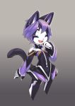  1girl android animal_ears animal_nose borrowed_character breasts cat cat_ears cat_girl cat_tail closed_eyes english_commentary furry hand_on_own_face highres mao_(cotora) open_mouth original purple_hair short_hair small_breasts solo tail tyson_tan 