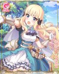  1girl bangs black_bow blonde_hair blue_eyes blush bow breasts elf eyebrows_visible_through_hair hair_bow long_hair looking_at_viewer official_art open_mouth pointy_ears princess_connect! princess_connect!_re:dive saren_(princess_connect!) solo 