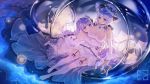  2girls ahoge artist_name azur_lane bangs bare_shoulders barefoot blue_eyes breasts chinese_commentary commentary_request detached_sleeves dress elbow_gloves evening_gown from_side full_body garter_belt garter_straps gloves hug illustrious_(azur_lane) large_breasts long_hair looking_at_viewer majiang multiple_girls no_shoes purple_hair see-through sidelocks silver_hair sitting small_breasts stuffed_alicorn stuffed_animal stuffed_toy unicorn_(azur_lane) violet_eyes white_dress white_headwear 