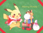  :3 :d box christmas clothed_pokemon dedenne gen_1_pokemon gen_6_pokemon gift gift_bag gift_box green_background happy hat hatted_pokemon looking_at_viewer mei_(maysroom) merry_christmas no_humans open_mouth party_hat pikachu pink_ribbon pokemon pokemon_(creature) ribbon sack santa_costume sitting smile standing 