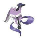  absurdres beak commentary english_commentary galarian_articuno galarian_form gen_8_pokemon glowing glowing_eyes highres legendary_pokemon official_art pokemon pokemon_(creature) purple_hair solo tail talons wings 