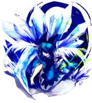  bad_id blue_hair cirno crystal ice pale_skin ribbon ribbons short_hair solo toriko toriko_(artist) touhou wings 
