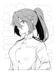  female_admiral_(kantai_collection) ikeshita_moyuko kantai_collection long_hair military military_uniform monochrome naval_uniform ponytail translation_request uniform 