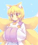  bad_id blonde_hair fox_ears fox_tail hands_in_sleeves hat multiple_tails oimo short_hair tail tails touhou yakumo_ran 