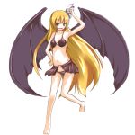  bat_wings bikini blonde_hair crot_(pixiv) kurumi_(touhou) long_hair solo swimsuit touhou touhou_(pc-98) white_background wings 