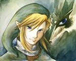  close_upearrings hat link male pointy_ears the_legend_of_zelda traditional_media wolf 