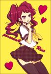  &lt;3 blush heart kujikawa_rise long_hair persona persona_4 pinkmm red_hair redhead school_uniform skirt thigh-highs thighhighs twintails zettai_ryouiki 