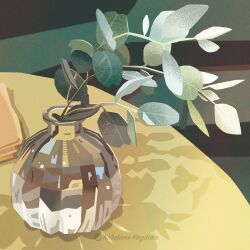  artist_name nabatame_kazutaka no_humans original plant plant_focus shadow still_life table vase 