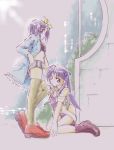  hiiragi_kagami hiiragi_tsukasa jiei_son lucky_star multiple_girls purple_hair shorts siblings sisters thighhighs 