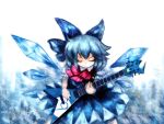  ? amii bad_id blue_hair cirno guitar instrument ribbon ribbons short_hair solo touhou wings ⑨ 