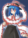 blue_hair capelet hat minidraco nagae_iku ribbon ribbons short_hair skirt touhou