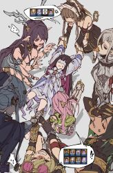  ! !! >_< 6+girls absurdres aino_(genshin_impact) anger_vein angry antlers arlecchino_(genshin_impact) armband arms_up artist_name backpack bag bangle bare_shoulders barefoot black_bodysuit black_boots black_dress black_eyes black_hair black_hairband black_hat black_lips black_pants black_sleeves blue_cape blue_dress blue_eyes blue_hair blue_hat blue_nails blunt_bangs bodysuit boots bow bowtie bracelet braid breasts brown-framed_eyewear brown_hair brown_thighhighs buttons cape chinese_clothes circlet closed_eyes closed_mouth colored_inner_hair columbina_(genshin_impact) commentary covered_eyes deer_antlers deer_girl detached_collar detached_sleeves double_bun dress empty_eyes english_commentary eye_mask eyeshadow fake_claws feathered_wings fingernails flying-frappuccino flying_sweatdrops frills from_behind full_body gem genshin_impact goggles goggles_on_head gold_bracelet gold_ring gold_shoes grabbing_another's_arm gradient_hair green_bag green_gem green_hair grey_hair hair_bun hair_ornament hair_stick hairband half-closed_eyes hand_on_own_head hand_up hat head_wings highres horns illuga_(genshin_impact) ineffa_(genshin_impact) jacket jahoda_(genshin_impact) jewelry key lapels large_breasts lauma_(genshin_impact) leg_grab long_hair long_sleeves looking_at_another looking_down makeup mask mechanical_arms mechanical_hands medium_breasts mini_hat multicolored_hair multiple_girls multiple_wings nail_polish nefer_(genshin_impact) off-shoulder_dress off_shoulder open_mouth pants pendant pink-tinted_eyewear pink_hair pink_pupils pointing pointing_at_another pointy_ears prosthesis prosthetic_arm purple_hair red_armband red_eyeshadow red_gem red_pupils robot_girl sandrone_(genshin_impact) shadow shoes short_hair short_hair_with_long_locks sidelocks simple_background single_braid single_thighhigh sleeveless sleeveless_dress speech_bubble standing strapless strapless_dress sweatdrop symbol-shaped_pupils tan teeth thigh-highs tinted_eyewear topknot torn_clothes torn_thighhighs trembling twin_braids two-tone_dress two-tone_hair upper_body v-shaped_eyebrows very_long_hair white_background white_bow white_bowtie white_dress white_headdress white_jacket white_mask wide_sleeves wing_collar wings x-shaped_pupils x_hair_ornament 