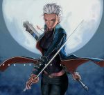  blue_eyes devil_may_cry genderswap gloves katana moon nekkeau rebellion_(sword) short_hair sword vergil weapon white_hair yamato_(sword) 