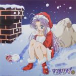  christmas highres long_hair mamotte_shugogetten purple_hair sack santa shugogetten_shaolin snow 