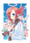  flower halo original red_hair redhead sango_(artist) school_uniform serafuku wings 