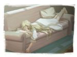  blonde_hair child couch lingerie long_hair lying nightgown pillow red_eyes solo underwear wink 