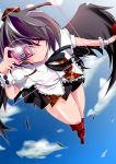  black_hair camera flying geta hat shameimaru_aya short_hair skirt tengu-geta touhou wings 