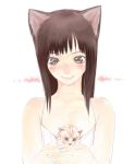  blush brown_eyes brown_hair camisole cat cat_ears es flat_chest long_hair original smile 