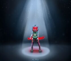 1other 2022 2d ambiguous_gender ankle_boots black_background black_thighhighs boots brown_boots brown_hair brown_shorts chara_(undertale) creepy_smile digital_media full_body genocide_route_(undertale) glowing glowing_sword glowing_weapon gradient_background green_sweater heart heart_necklace highres holding holding_behind_back holding_sword holding_sword_behind_back holding_weapon holding_weapon_behind_back horizontal-striped_clothes horizontal-striped_shirt horizontal-striped_sweater human human_only knife konozer0da legs_apart long_sleeves necklace other_focus outline red_eyes short_hair shorts simple_background smile solo spotlight standing striped_clothes striped_sweater sweater sweater_vest thigh-highs undertale utdr_(toby_fox) yellow_stripes