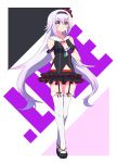  .live 1girl arm_behind_back carro_pino full_body garter_belt hand_on_own_chest headband highres lavender_hair long_hair looking_at_viewer rune_(ru-nn) sleeveless smile solo standing thigh-highs violet_eyes virtual_youtuber white_legwear 