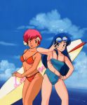  1980s_(style) 2girls dirty_pair kei_(dirty_pair) multiple_girls official_art oldschool swimsuit yuri_(dirty_pair) 