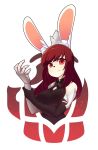  1girl animal_ears bangs black_gloves blush breasts bunny_girl closed_mouth commission crown elbow_gloves eyebrows_visible_through_hair fizintine gloves highres large_breasts long_hair looking_at_viewer mechanical_arm original rabbit_ears red_eyes redhead single_glove solo swept_bangs upper_body 