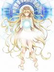  1girl absurdly_long_hair barefoot blonde_hair closed_eyes colored_eyelashes desire_(c&#039;s_ware) floating_hair full_body highres light_censor long_hair navel nude official_art solo tajima_nao tina_(desire) very_long_hair 