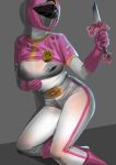  1girl bodysuit bra breasts dyna_pink helmet highres kagaku_sentai_dynaman mugyaclan see-through sentai solo tokusatsu underwear weapon 