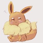  :3 ? blush_stickers brown_eyes closed_mouth daifukumochi_(akaaokiiwo) eevee full_body gen_1_pokemon grey_background looking_at_viewer no_humans pokemon pokemon_(creature) simple_background sitting solo 