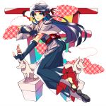  1girl architecture bandana blue_eyes blue_hair clouds dougi dress east_asian_architecture fingerless_gloves gloves japanese_clothes karate_gi long_hair looking_at_viewer nbtkm ryuuko_no_ken sandals simple_background socks the_king_of_fighters toudou_kasumi white_background 