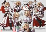  ! !! 2girls arm_up artist_name ass belt belt_buckle blonde_hair blue_eyes blush boobplate boots breastplate breasts buckle catherine_(fire_emblem) closed_eyes drunk english_text eyebrows_visible_through_hair eyes_visible_through_hair fire_emblem fire_emblem:_three_houses gloves green_hair grey_background hand_on_hip heart heart-shaped_pupils highres kinkymation long_hair looking_at_viewer medium_hair multiple_girls one_eye_closed pants patreon_username pauldrons ponytail rhea_(fire_emblem) shoulder_armor simple_background standing sword symbol-shaped_pupils thigh-highs thigh_boots throwing vambraces watermark weapon 