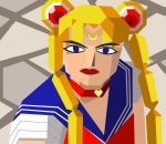  1girl 2blu bishoujo_senshi_sailor_moon blonde_hair blue_eyes choker circlet derivative_work diadem double_bun eyeliner heart heart_choker highres lipstick long_hair makeup parody polygonal red_choker sailor_collar sailor_moon sailor_moon_redraw_challenge screencap_redraw signature solo thick_eyebrows tsukino_usagi twintails upper_body virtua_fighter 