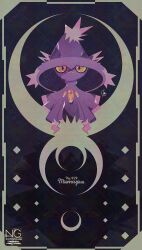  character_name colored_sclera crescent diamond_(shape) ghost hat highres looking_at_viewer meme_(sleepsheep) mismagius no_humans pokemon pokemon_(creature) pokemon_focus red_eyes witch_hat yellow_eyes yellow_sclera 