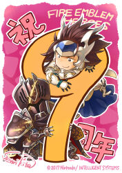  2boys anniversary armor black_armor black_knight_(fire_emblem) black_knight_(mortal_legend)_(fire_emblem) brown_eyes brown_hair commentary_request copyright_name fire_emblem fire_emblem:_radiant_dawn fire_emblem_fates gloves highres japanese_armor kita_senri looking_at_another multiple_boys official_art ryoma_(fire_emblem) ryoma_(warrior_of_bonds)_(fire_emblem) translation_request 