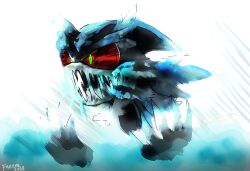  1boy 2008 artist_name chest_fur claws colored_sclera commentary crystal_hair dated english_commentary green_eyes male_focus mephiles_the_dark no_nose open_mouth red_sclera rodamrix slit_pupils solo sonic_(series) sonic_the_hedgehog_(2006) torn_skin white_background 