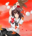  black_hair hat leaf leaves miyako_(xxxbibit) myk ribbon ribbons shameimaru_aya short_hair touhou 