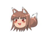  brown_hair holo no_humans red_eyes spice_and_wolf tail transparent_background wolf_ears yukkuri_shiteitte_ne 