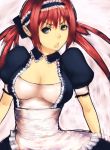  black_eyes breasts cleavage humio long_hair maid queen&#039;s_blade queen's_blade red_hair redhead twintails 